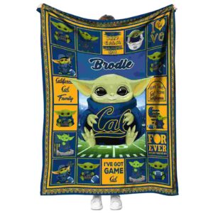 personalized california golden bears baby yoda blue blanket best selling
