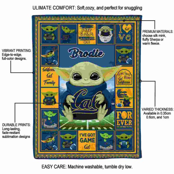 personalized california golden bears baby yoda blue blanket new arrival