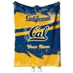 personalized california golden bears grunge streaks blue blanket best selling