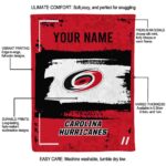 personalized carolina hurricanes paint strokes red white blanket best selling
