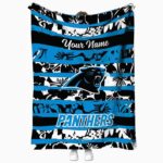 personalized carolina panthers floral stripes blue white blanket best selling
