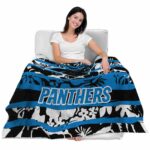 personalized carolina panthers floral stripes blue white blanket latest model