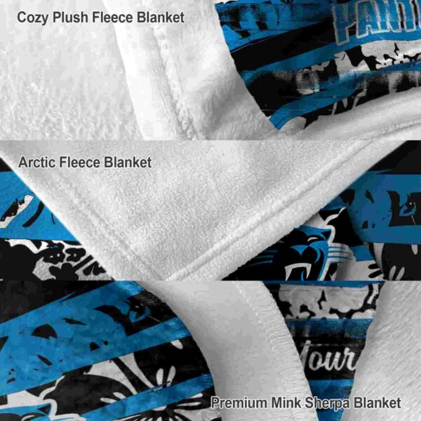 personalized carolina panthers floral stripes blue white blanket premium grade