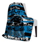 personalized carolina panthers floral stripes blue white blanket top rated