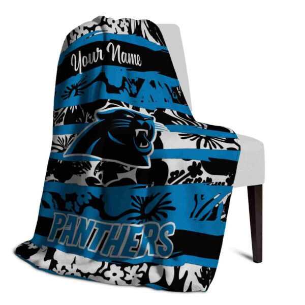 personalized carolina panthers floral stripes blue white blanket top rated