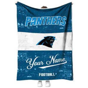 personalized carolina panthers grunge texture blue white blanket best selling