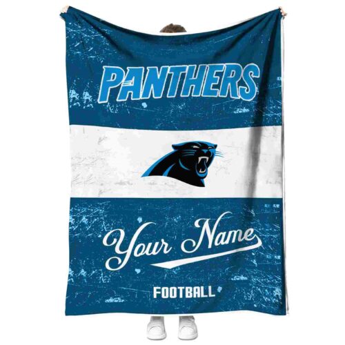 personalized carolina panthers grunge texture blue white blanket best selling