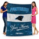 personalized carolina panthers grunge texture blue white blanket best selling