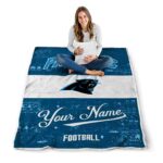 personalized carolina panthers grunge texture blue white blanket best selling