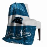 personalized carolina panthers grunge texture blue white blanket best selling