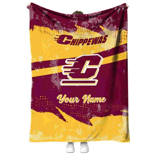 personalized central michigan chippewas grunge streaks maroon blanket best selling