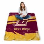 personalized central michigan chippewas grunge streaks maroon blanket best selling