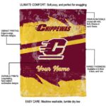 personalized central michigan chippewas grunge streaks maroon blanket best selling