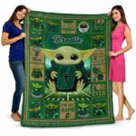 personalized charlotte 49ers baby yoda green blanket fashion forward