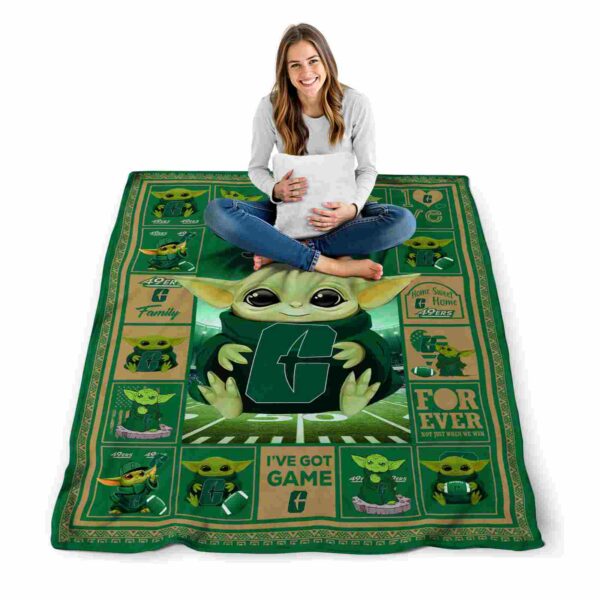personalized charlotte 49ers baby yoda green blanket high quality