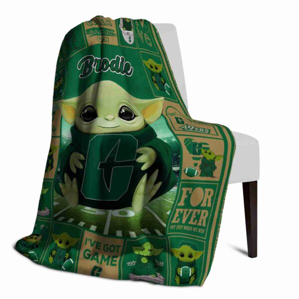 personalized charlotte 49ers baby yoda green blanket top rated
