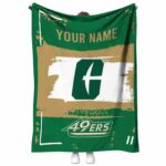 personalized charlotte 49ers paint strokes green white blanket best selling
