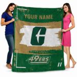 personalized charlotte 49ers paint strokes green white blanket best selling