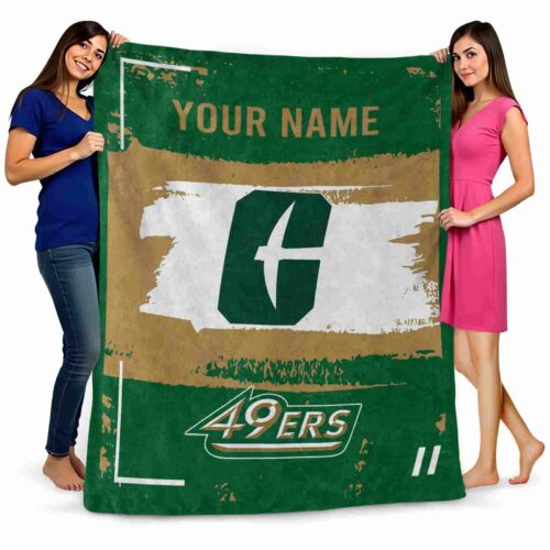 personalized charlotte 49ers paint strokes green white blanket fashion forward