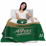 personalized charlotte 49ers paint strokes green white blanket best selling