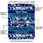 personalized charlotte hornets floral stripes teal white blanket new arrival