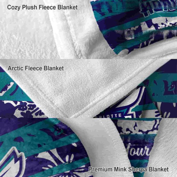 personalized charlotte hornets floral stripes teal white blanket premium grade