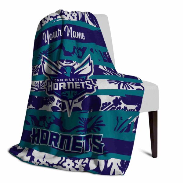 personalized charlotte hornets floral stripes teal white blanket top rated