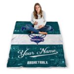 personalized charlotte hornets grunge texture teal white blanket best selling