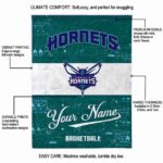personalized charlotte hornets grunge texture teal white blanket best selling