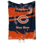 personalized chicago bears grunge streaks blue blanket best selling