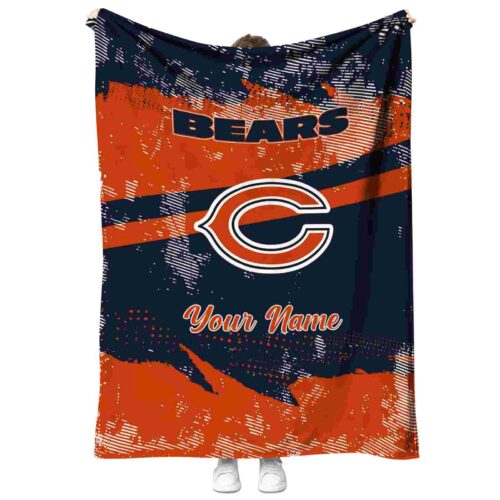 personalized chicago bears grunge streaks blue blanket best selling
