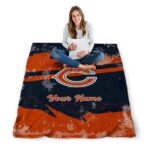 personalized chicago bears grunge streaks blue blanket best selling