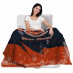 personalized chicago bears grunge streaks blue blanket best selling