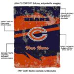 personalized chicago bears grunge streaks blue blanket best selling