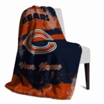 personalized chicago bears grunge streaks blue blanket best selling
