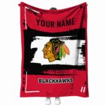 personalized chicago blackhawks paint strokes red white blanket best selling