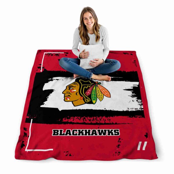 personalized chicago blackhawks paint strokes red white blanket high quality
