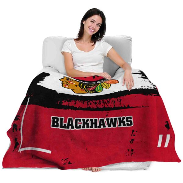 personalized chicago blackhawks paint strokes red white blanket latest model