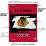 personalized chicago blackhawks paint strokes red white blanket new arrival