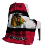 personalized chicago blackhawks paint strokes red white blanket top rated