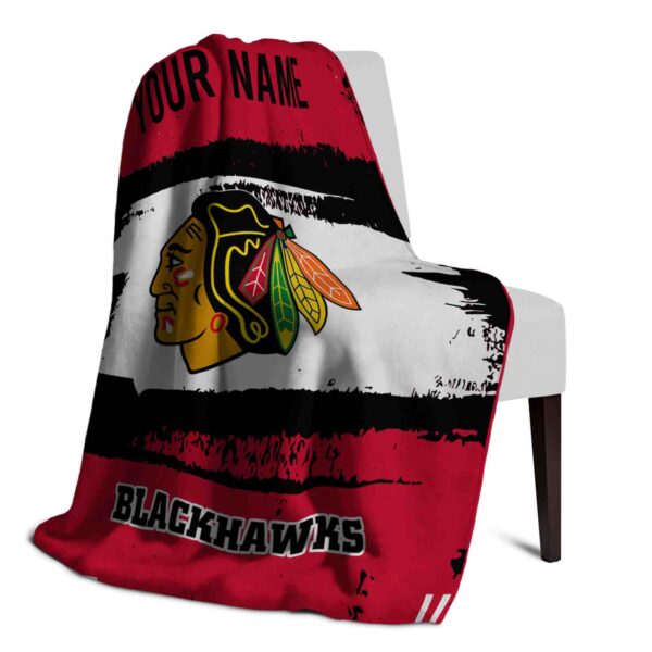 personalized chicago blackhawks paint strokes red white blanket top rated