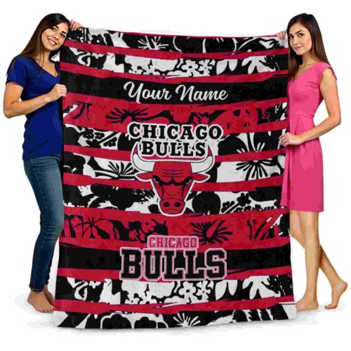 personalized chicago bulls floral stripes red white blanket fashion forward
