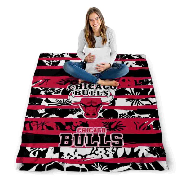 personalized chicago bulls floral stripes red white blanket high quality