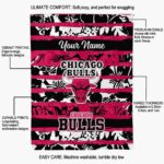 personalized chicago bulls floral stripes red white blanket new arrival