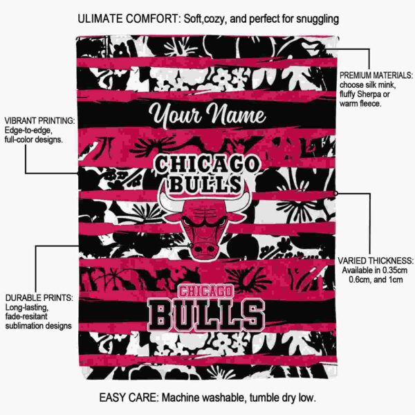 personalized chicago bulls floral stripes red white blanket new arrival