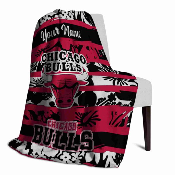 personalized chicago bulls floral stripes red white blanket top rated