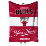 personalized chicago bulls grunge texture red white blanket best selling