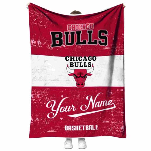 personalized chicago bulls grunge texture red white blanket best selling