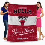 personalized chicago bulls grunge texture red white blanket best selling