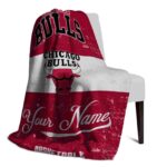 personalized chicago bulls grunge texture red white blanket best selling